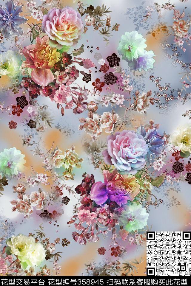 花卉数码印花华亿平台下载（图片编号: 358945） - 瓦栏（Walan）