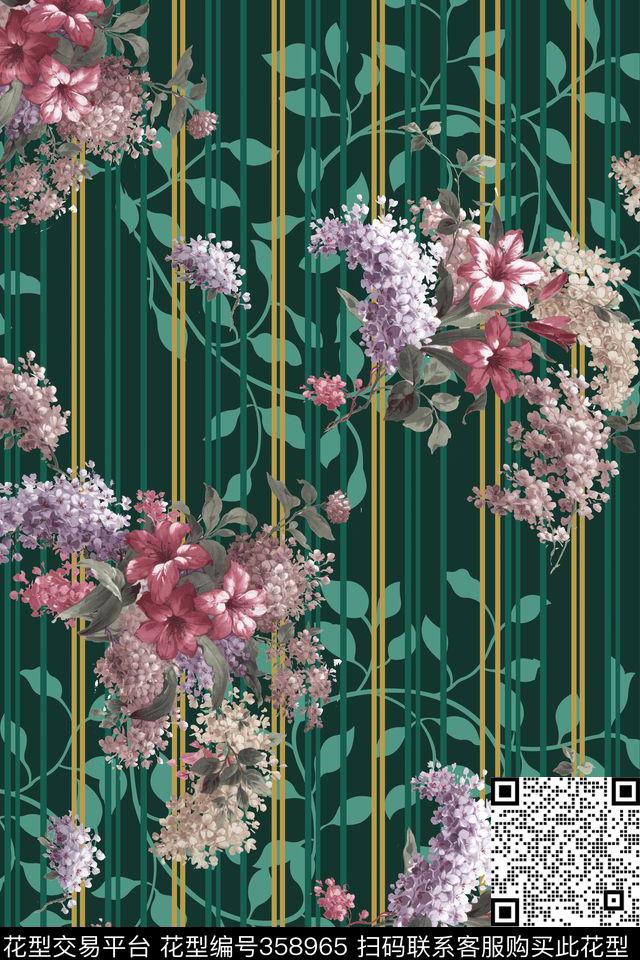 现代大花花卉数码印花华亿平台下载（图片编号: 358965） - 瓦栏（Walan）