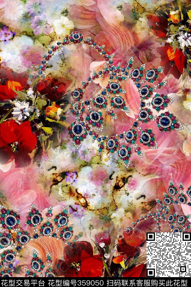 花卉数码印花华亿平台下载（图片编号: 359050） - 瓦栏（Walan）