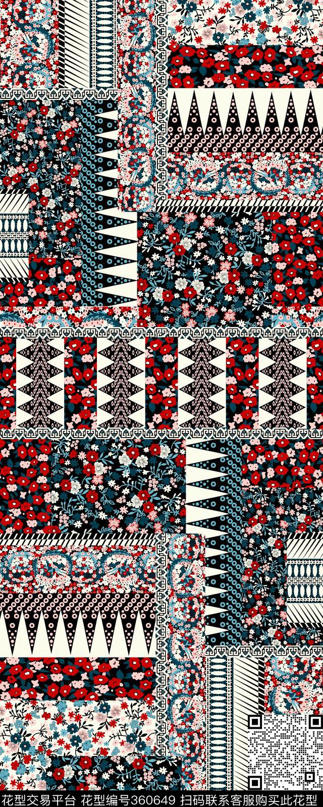 民族风碎花几何数码印花华亿平台下载（图片编号: 360649） - 瓦栏（Walan）