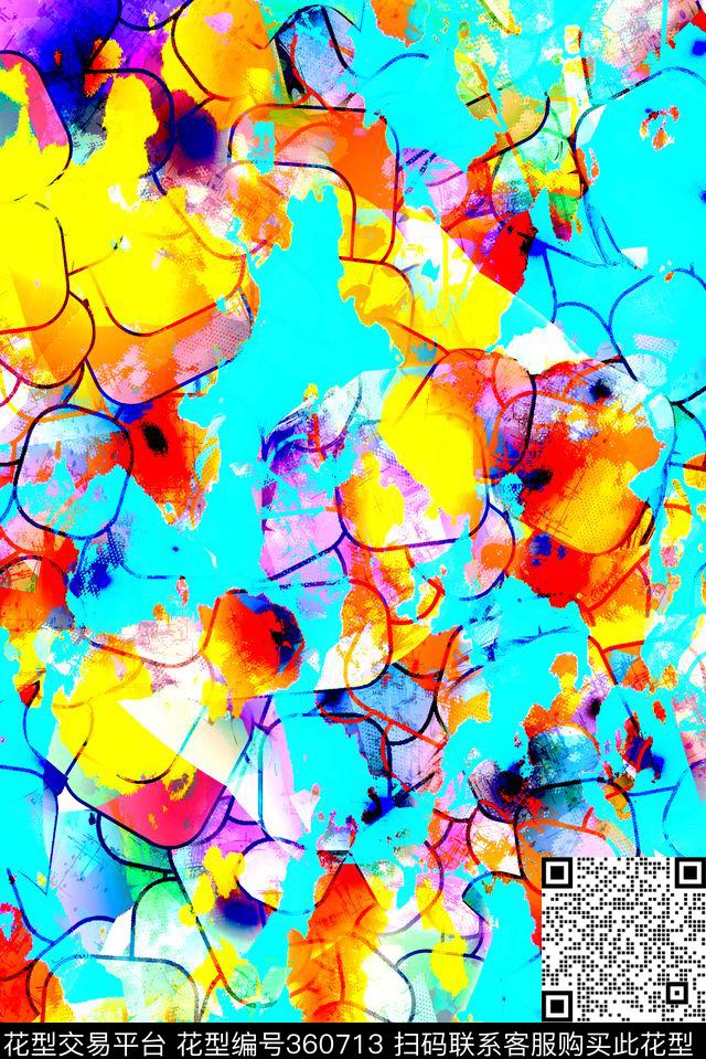 几何色块云纹19抽象数码印花华亿平台下载（图片编号: 360713） - 瓦栏（Walan）