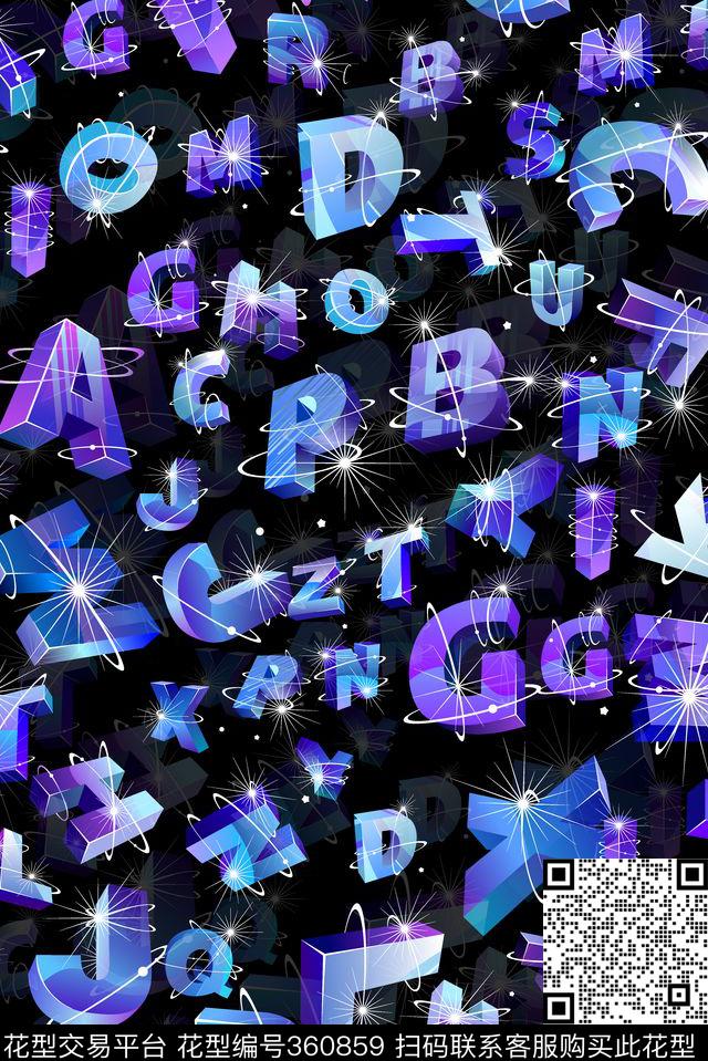 抽象字母数码印花华亿平台下载（图片编号: 360859） - 瓦栏（Walan）