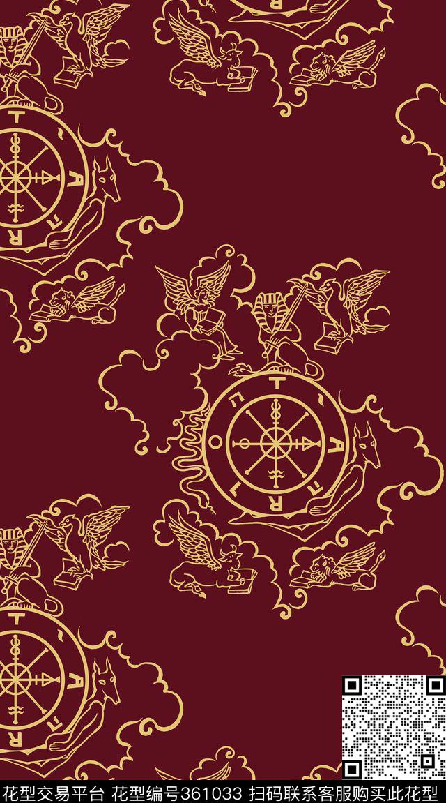 希腊神话神兽天使传统印花华亿平台下载（图片编号: 361033） - 瓦栏（Walan）