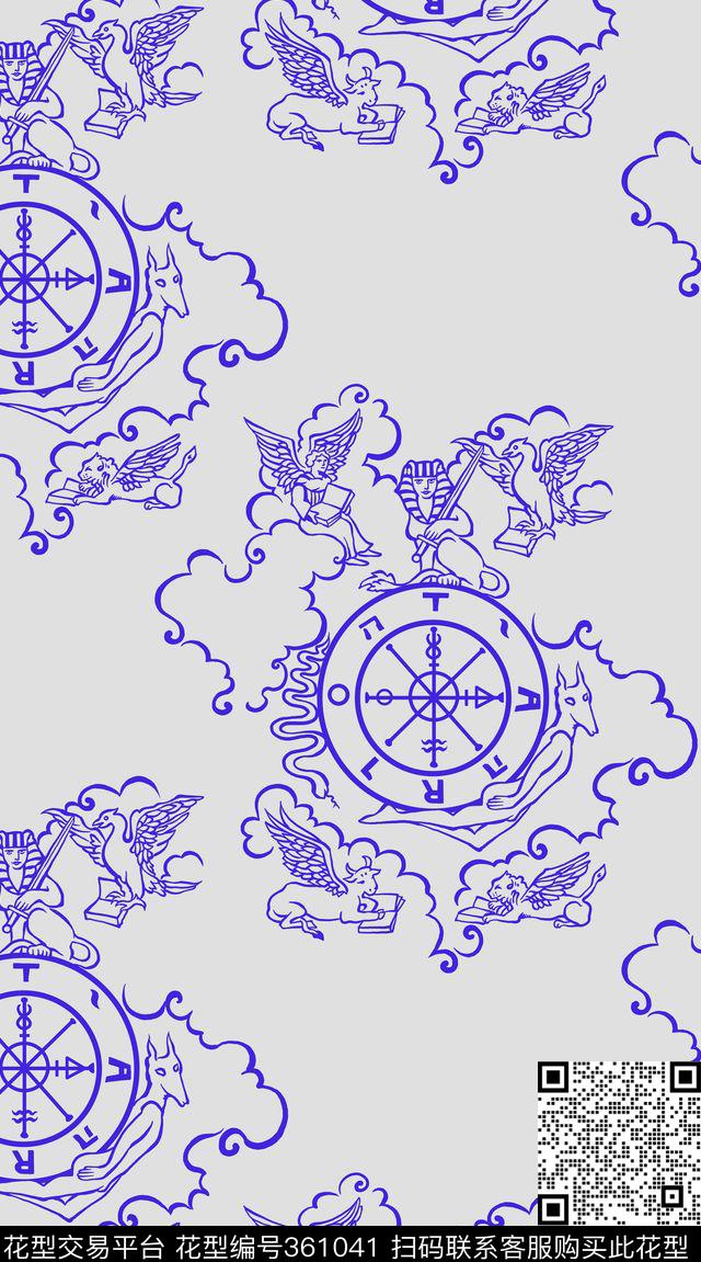 希腊神话神兽天使传统印花华亿平台下载（图片编号: 361041） - 瓦栏（Walan）