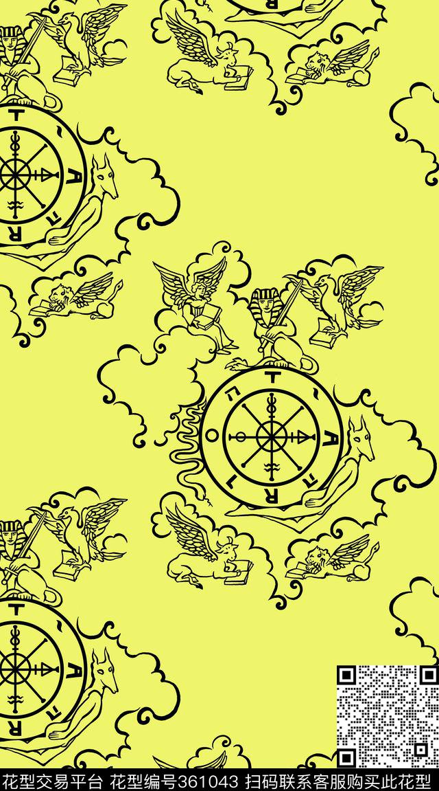 希腊神话神兽天使传统印花华亿平台下载（图片编号: 361043） - 瓦栏（Walan）