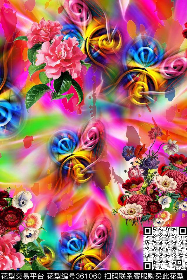 花卉数码印花华亿平台下载（图片编号: 361060） - 瓦栏（Walan）