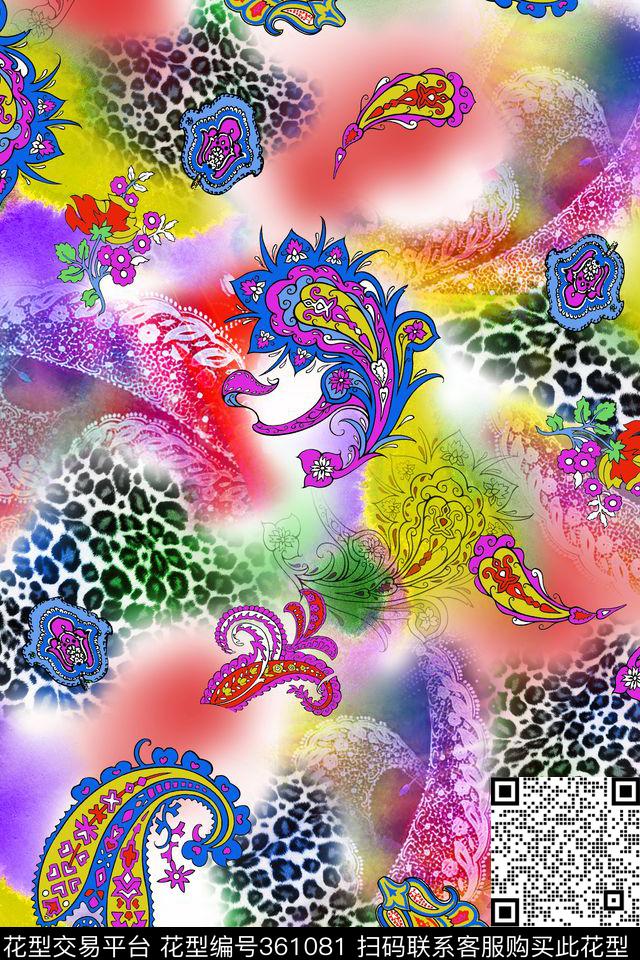 火脚纹动物纹抽象数码印花华亿平台下载（图片编号: 361081） - 瓦栏（Walan）