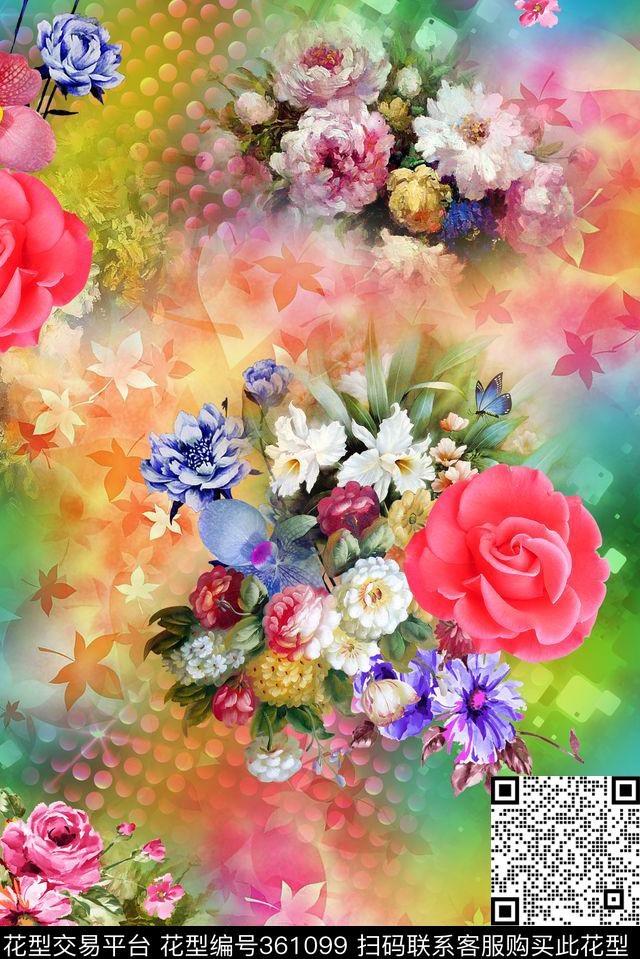 油画花卉抽象数码印花华亿平台下载（图片编号: 361099） - 瓦栏（Walan）