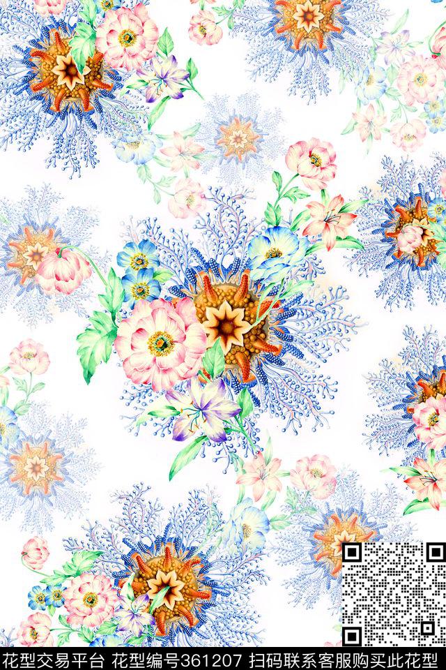 花卉格子几何数码印花华亿平台下载（图片编号: 361207） - 瓦栏（Walan）