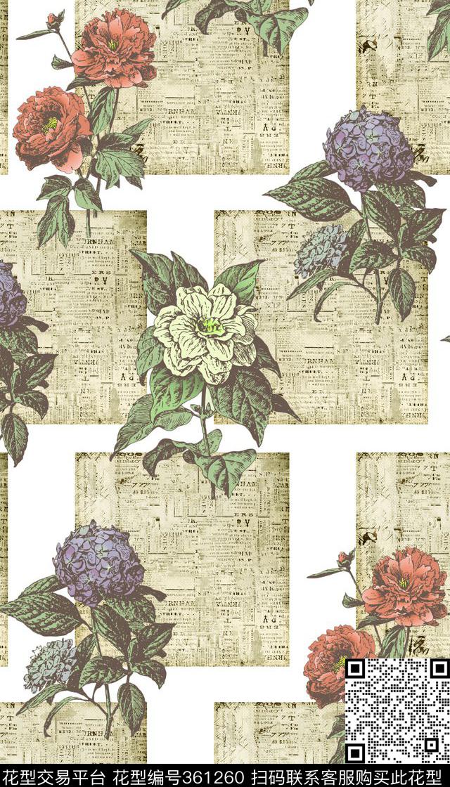 花卉植物数码印花华亿平台下载（图片编号: 361260） - 瓦栏（Walan）