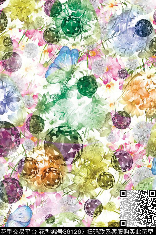 水彩水墨数码印花华亿平台下载（图片编号: 361267） - 瓦栏（Walan）