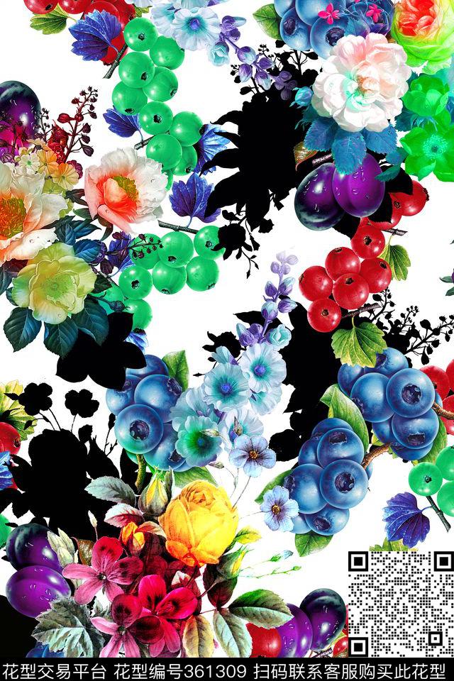 花卉水果、叶子数码印花华亿平台下载（图片编号: 361309） - 瓦栏（Walan）