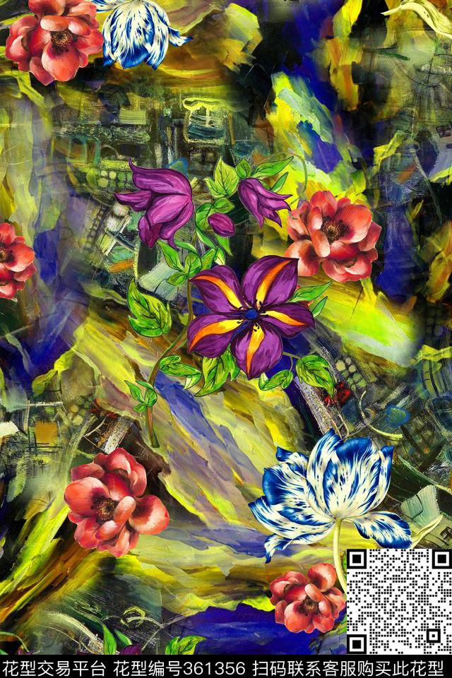 花卉数码印花华亿平台下载（图片编号: 361356） - 瓦栏（Walan）