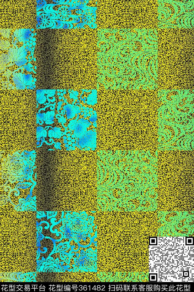 时尚格子欧洲古典数码印花华亿平台下载（图片编号: 361482） - 瓦栏（Walan）