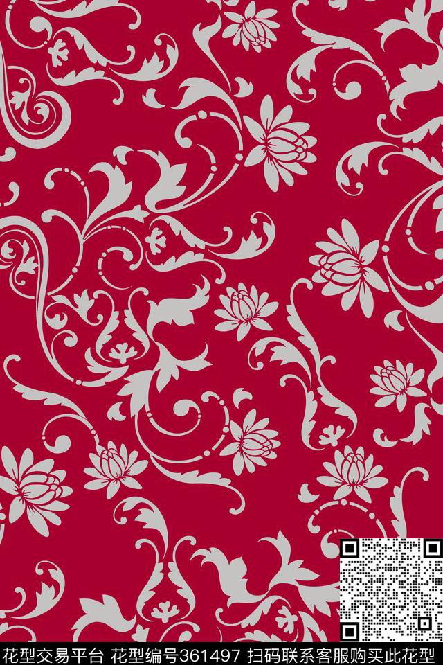 欧式宫廷风花草装饰纹饰内衣传统印花华亿平台下载（图片编号: 361497） - 瓦栏（Walan）