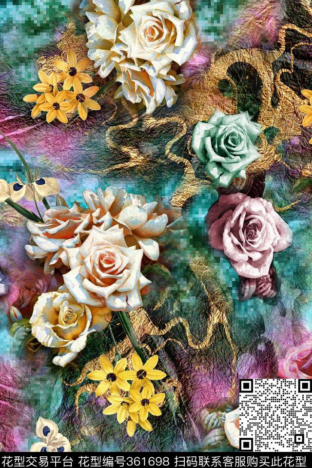 花卉数码印花华亿平台下载（图片编号: 361698） - 瓦栏（Walan）