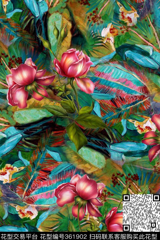 花卉数码印花华亿平台下载（图片编号: 361902） - 瓦栏（Walan）