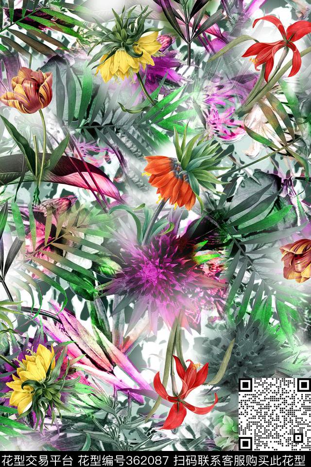花卉数码印花华亿平台下载（图片编号: 362087） - 瓦栏（Walan）