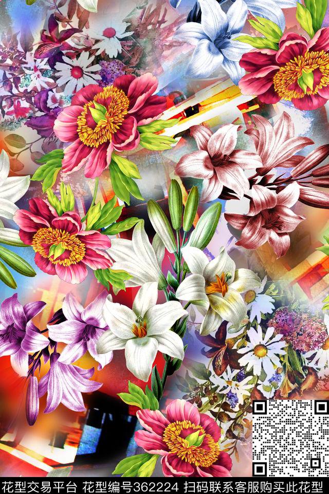 花卉数码印花华亿平台下载（图片编号: 362224） - 瓦栏（Walan）