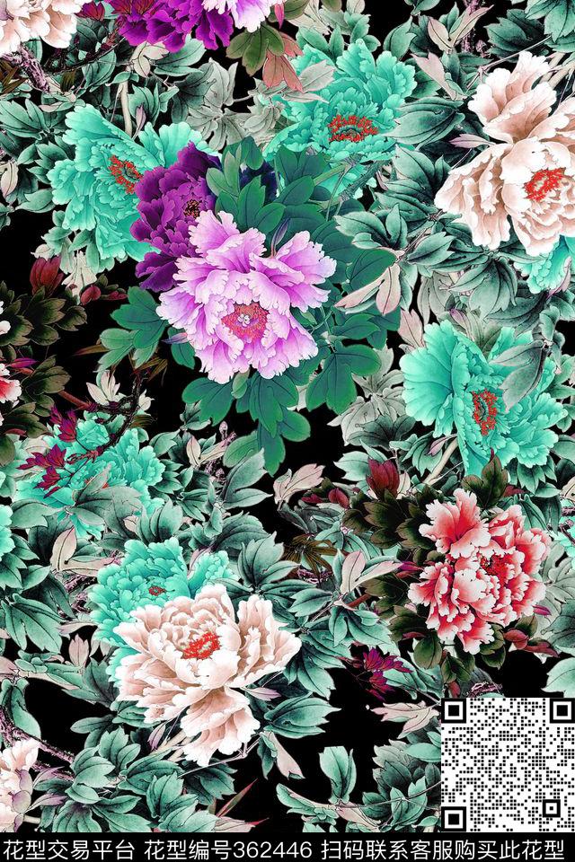 花卉休闲怀旧数码印花华亿平台下载（图片编号: 362446） - 瓦栏（Walan）