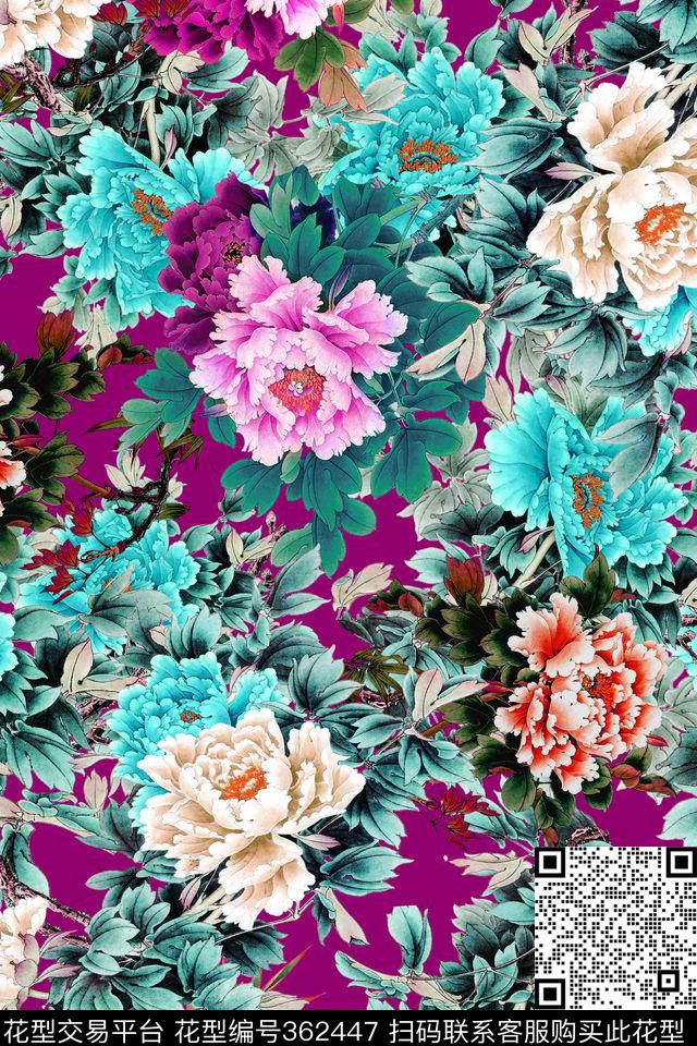 花卉休闲怀旧数码印花华亿平台下载（图片编号: 362447） - 瓦栏（Walan）