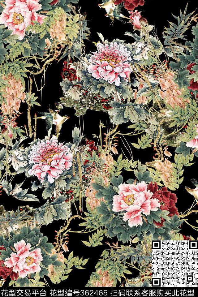 花卉休闲怀旧数码印花华亿平台下载（图片编号: 362465） - 瓦栏（Walan）