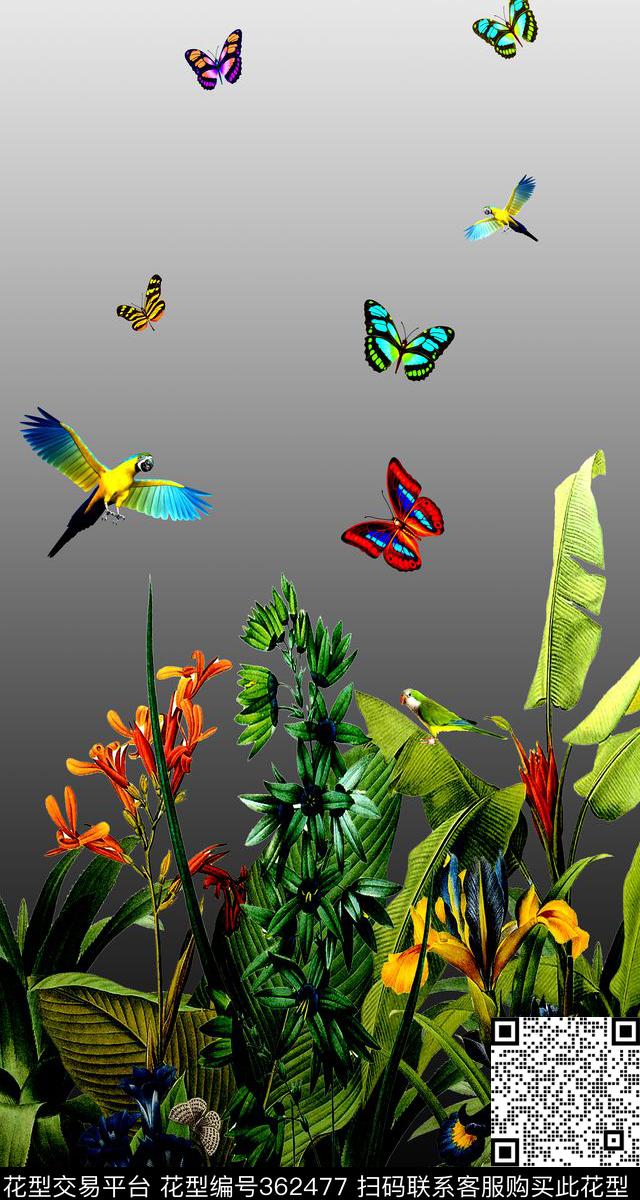 定位热带棕榈叶数码印花华亿平台下载（图片编号: 362477） - 瓦栏（Walan）