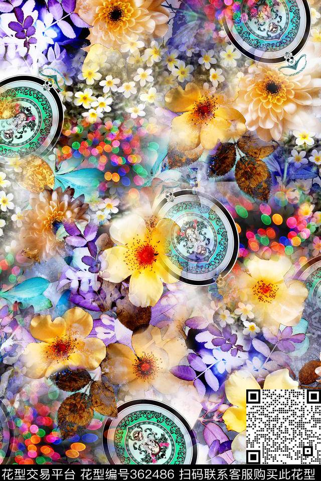 花卉数码印花华亿平台下载（图片编号: 362486） - 瓦栏（Walan）