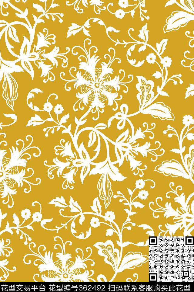 花卉蕾丝民族风传统印花华亿平台下载（图片编号: 362492） - 瓦栏（Walan）