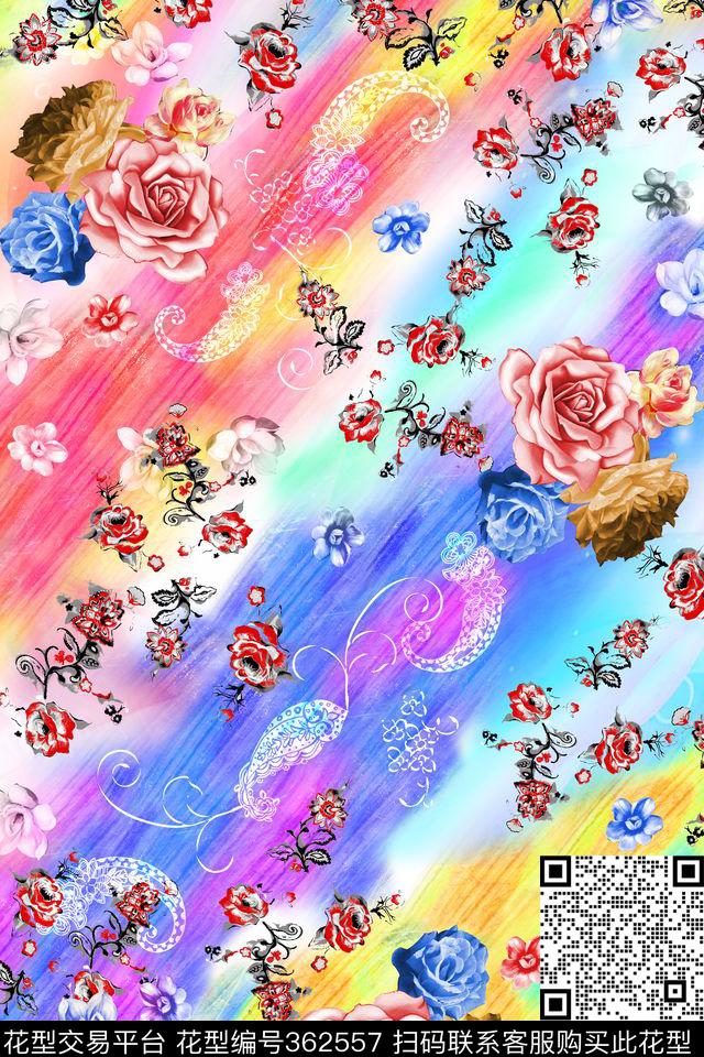 炫彩花卉数码数码印花华亿平台下载（图片编号: 362557） - 瓦栏（Walan）