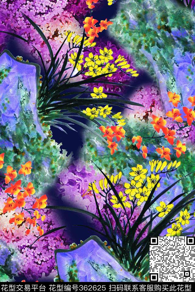 植物花卉水彩画数码印花华亿平台下载（图片编号: 362625） - 瓦栏（Walan）