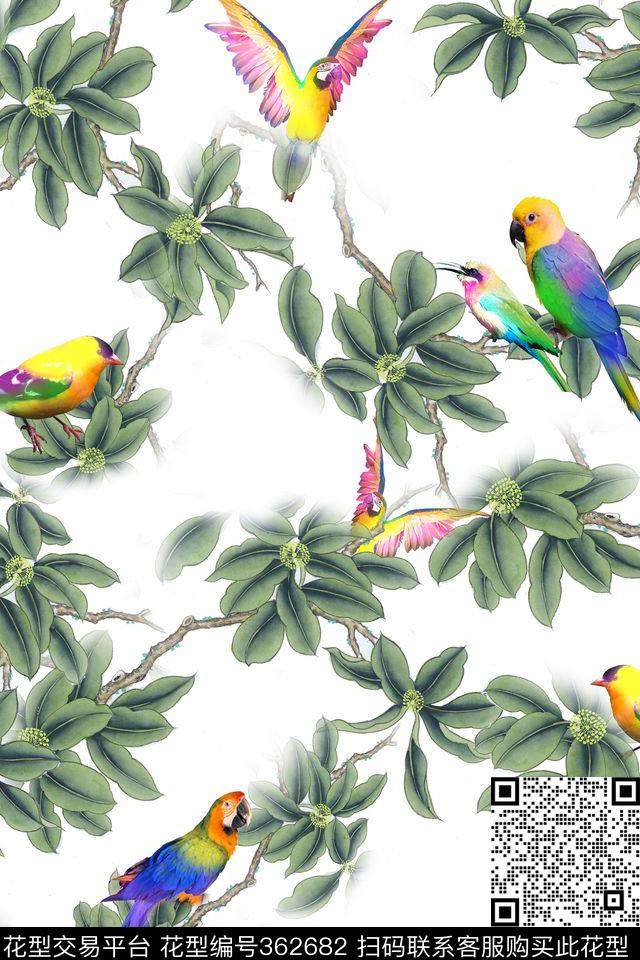 动物纹水果、叶子民族数码印花华亿平台下载（图片编号: 362682） - 瓦栏（Walan）