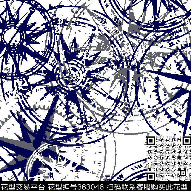 不规则几何个性指南针传统印花华亿平台下载（图片编号: 363046） - 瓦栏（Walan）