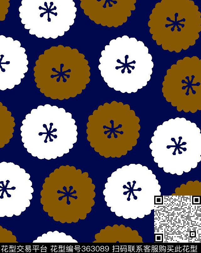 时尚花卉圆圈传统印花华亿平台下载（图片编号: 363089） - 瓦栏（Walan）