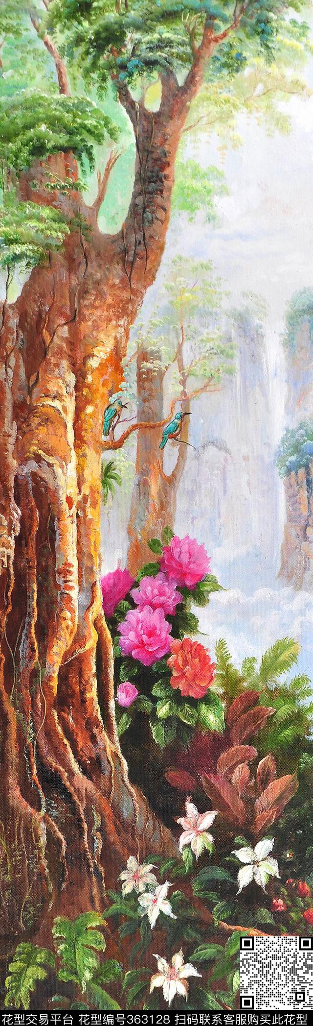 花卉森林风景数码印花华亿平台下载（图片编号: 363128） - 瓦栏（Walan）