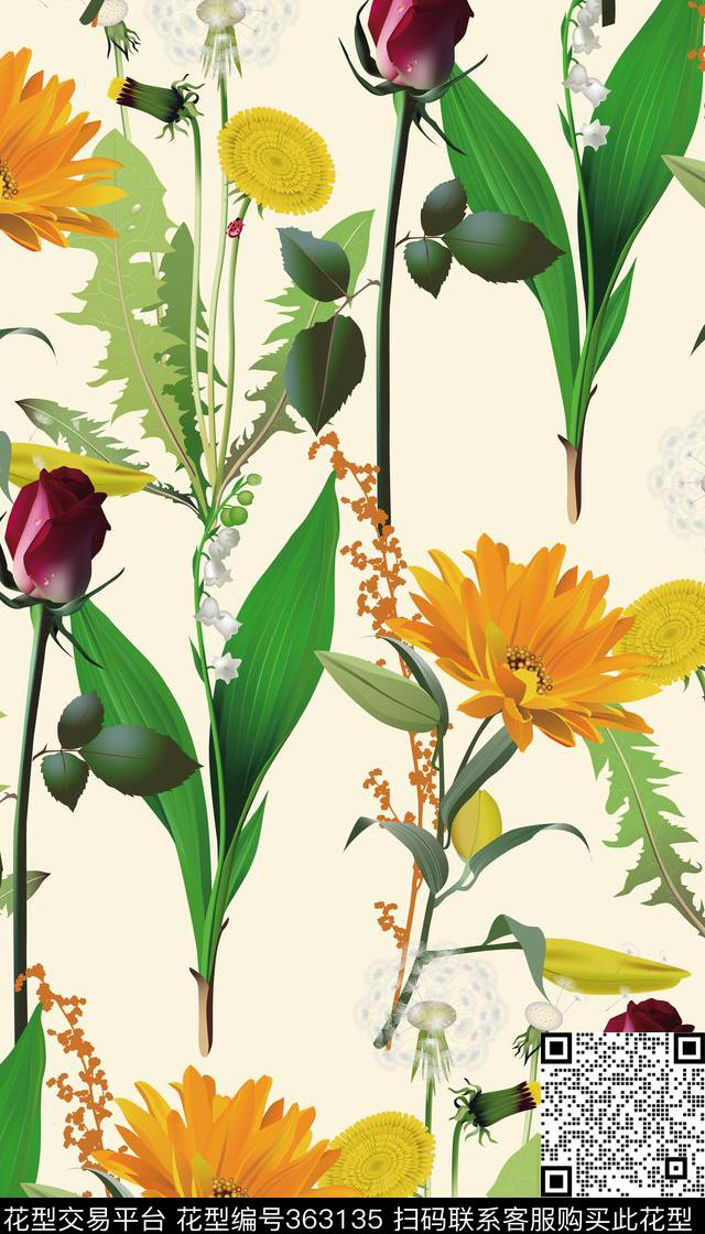 男女泳装四方连续花鸟植物数码印花华亿平台下载（图片编号: 363135） - 瓦栏（Walan）