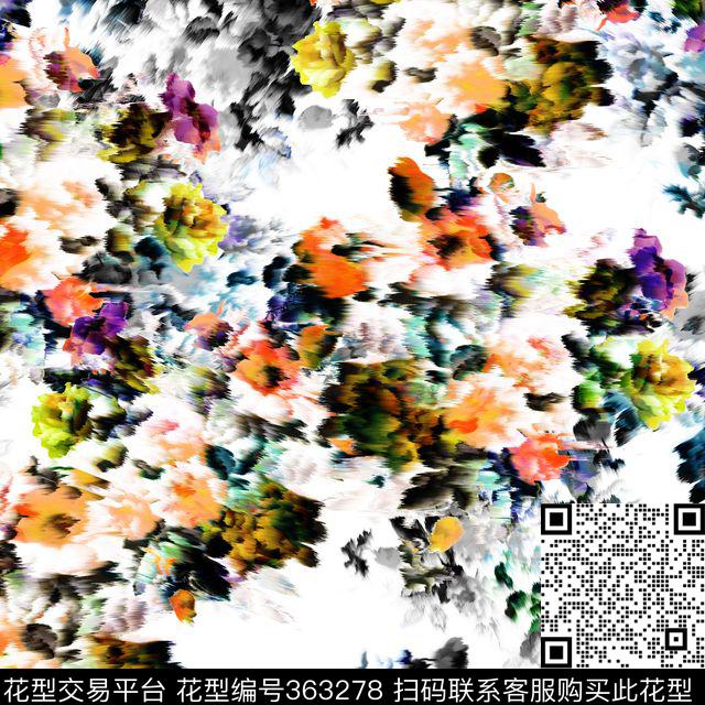 抽象小碎花花卉数码印花华亿平台下载（图片编号: 363278） - 瓦栏（Walan）