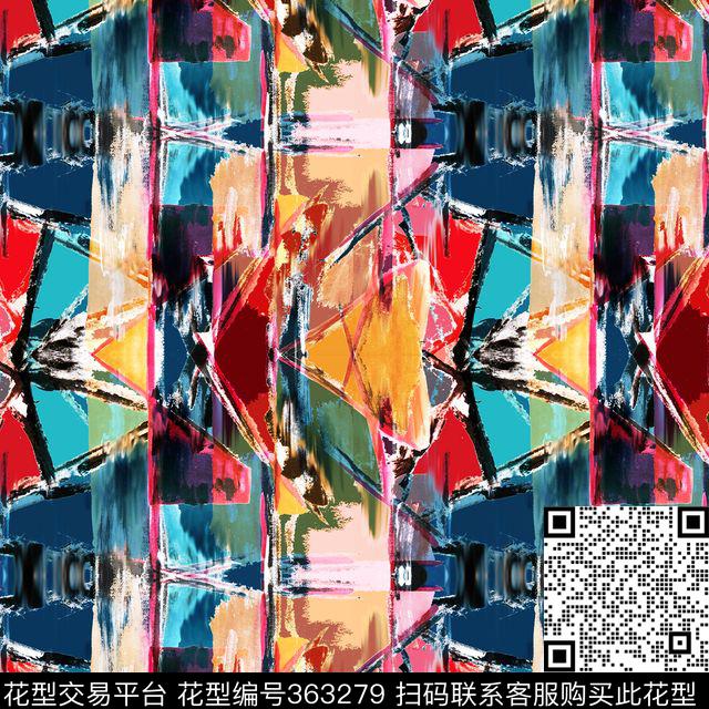几何抽象个性数码印花华亿平台下载（图片编号: 363279） - 瓦栏（Walan）