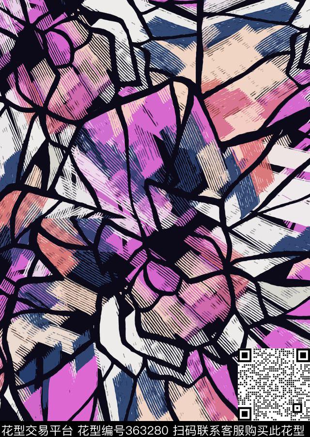 不规则几何几何抽象数码印花华亿平台下载（图片编号: 363280） - 瓦栏（Walan）