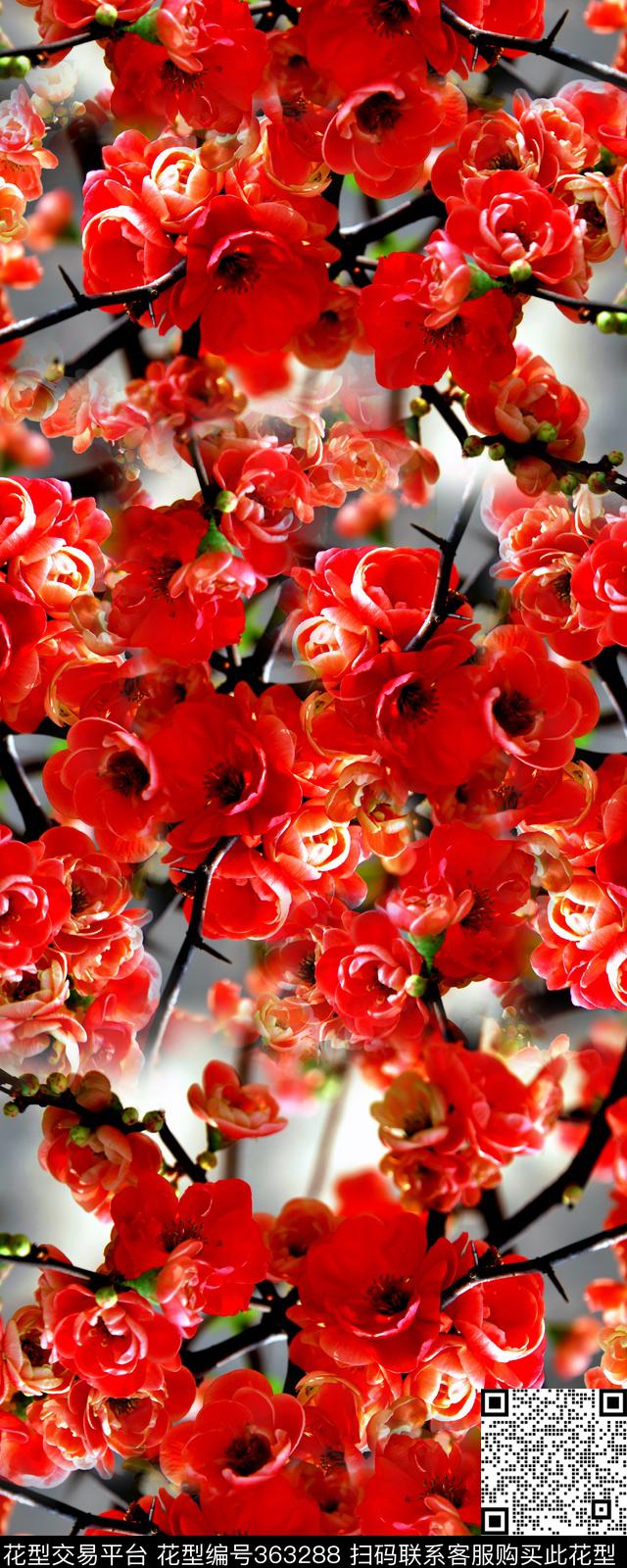 流行风格花卉长巾数码印花华亿平台下载（图片编号: 363288） - 瓦栏（Walan）