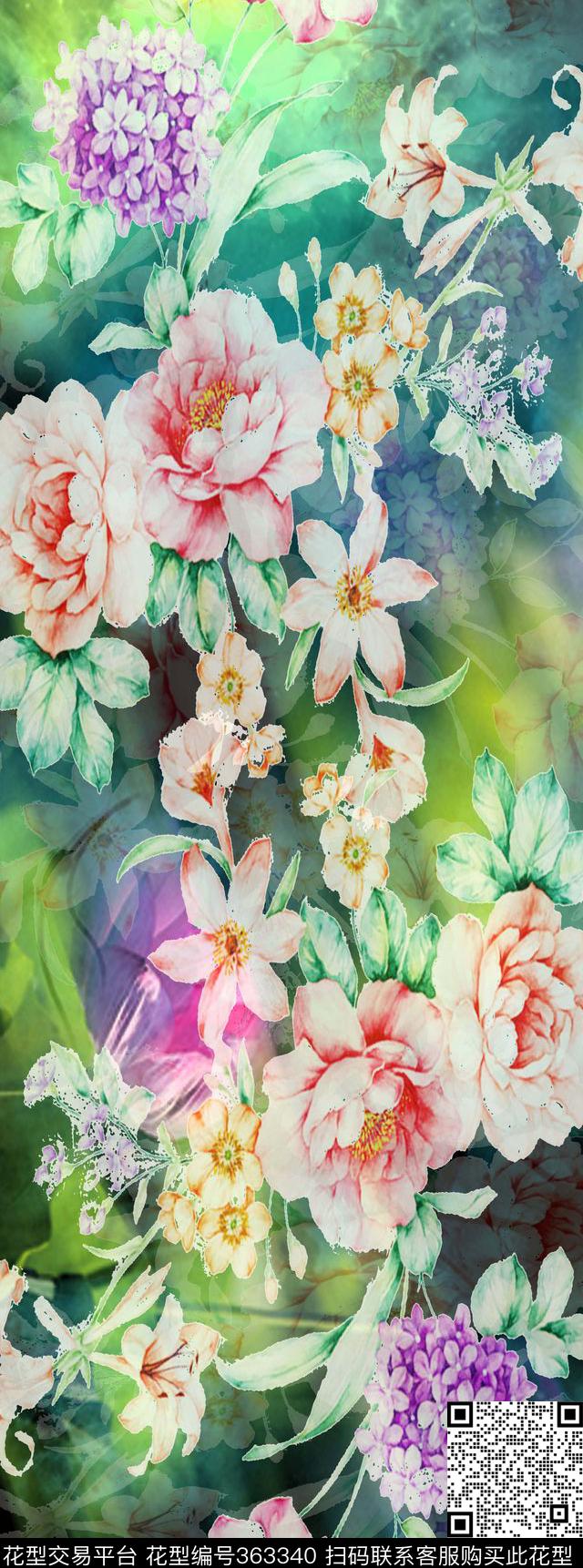 围巾华亿平台数码印花华亿平台下载（图片编号: 363340） - 瓦栏（Walan）