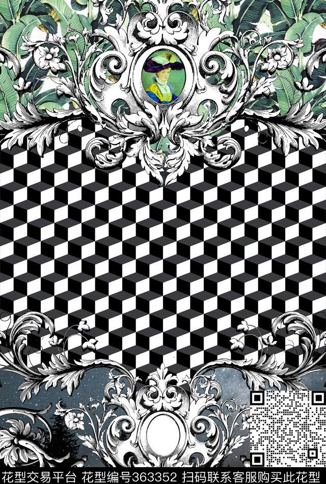 宫廷风数码印花华亿平台下载（图片编号: 363352） - 瓦栏（Walan）