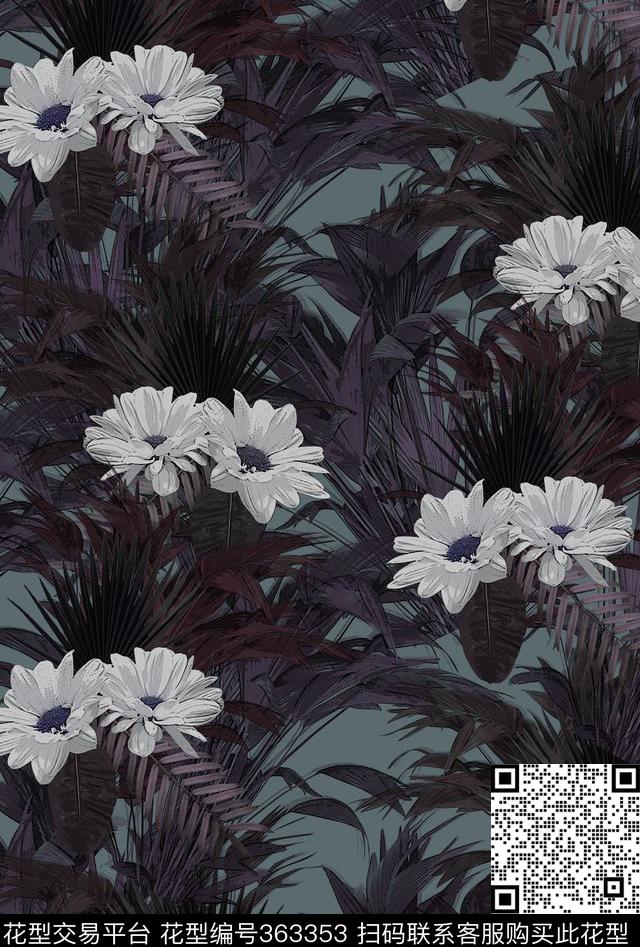 花卉数码印花华亿平台下载（图片编号: 363353） - 瓦栏（Walan）