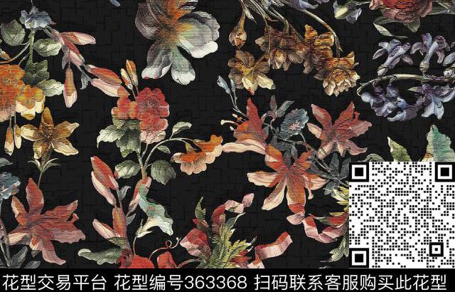 花卉数码印花华亿平台下载（图片编号: 363368） - 瓦栏（Walan）