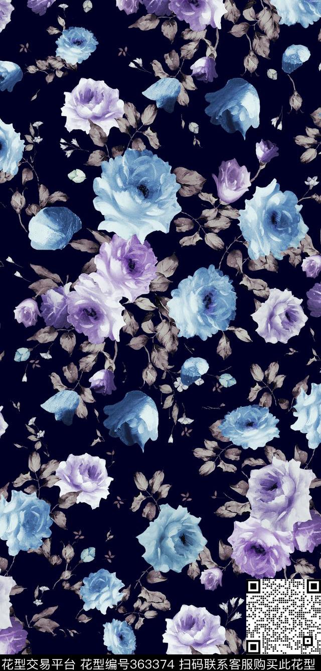 花卉数码印花华亿平台下载（图片编号: 363374） - 瓦栏（Walan）