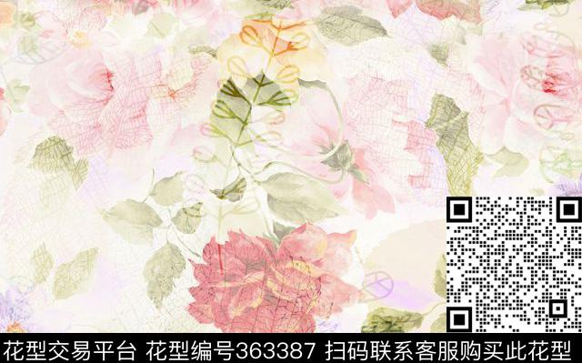 田园花卉抽象花卉花卉数码印花华亿平台下载（图片编号: 363387） - 瓦栏（Walan）