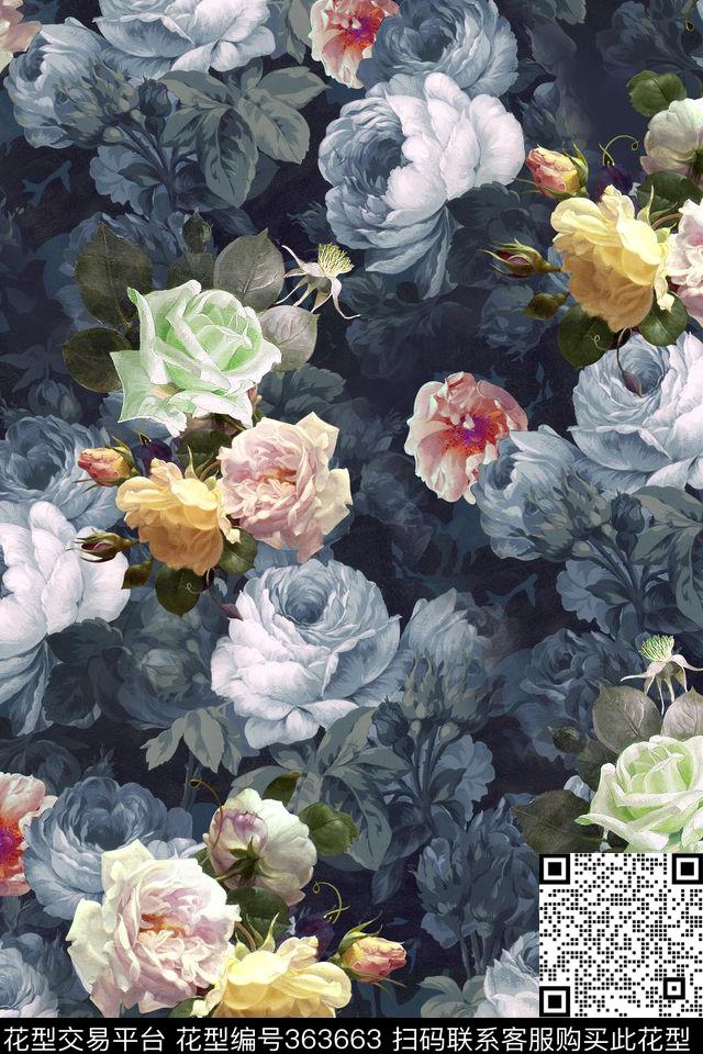 花卉数码印花华亿平台下载（图片编号: 363663） - 瓦栏（Walan）