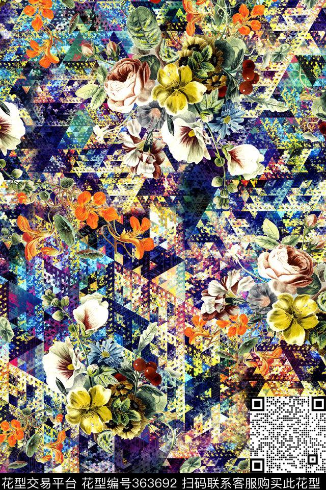 花卉数码印花华亿平台下载（图片编号: 363692） - 瓦栏（Walan）