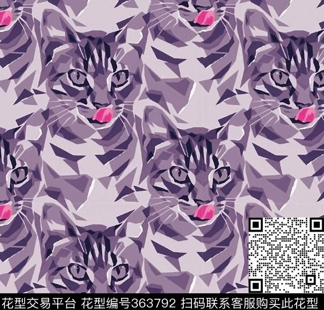 猫咪趣味图案传统印花华亿平台下载（图片编号: 363792） - 瓦栏（Walan）