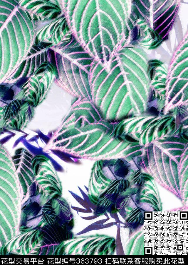 树叶热带风情数码印花华亿平台下载（图片编号: 363793） - 瓦栏（Walan）